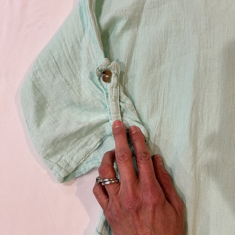Cottonways Dorie coastal beach Cotton Gauze Mint GTop Size 0 XS/S Blouse V‎ Neck - Picture 8 of 10